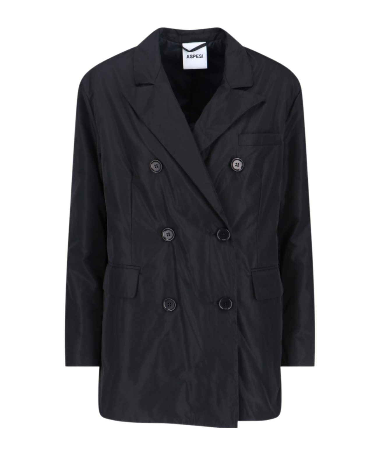 Aspesi Double-breasted Blazer Notched Lapels In Black