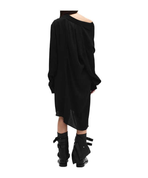 Ann Demeulemeester Halina Drop Shoulder Shirt Dress In Black
