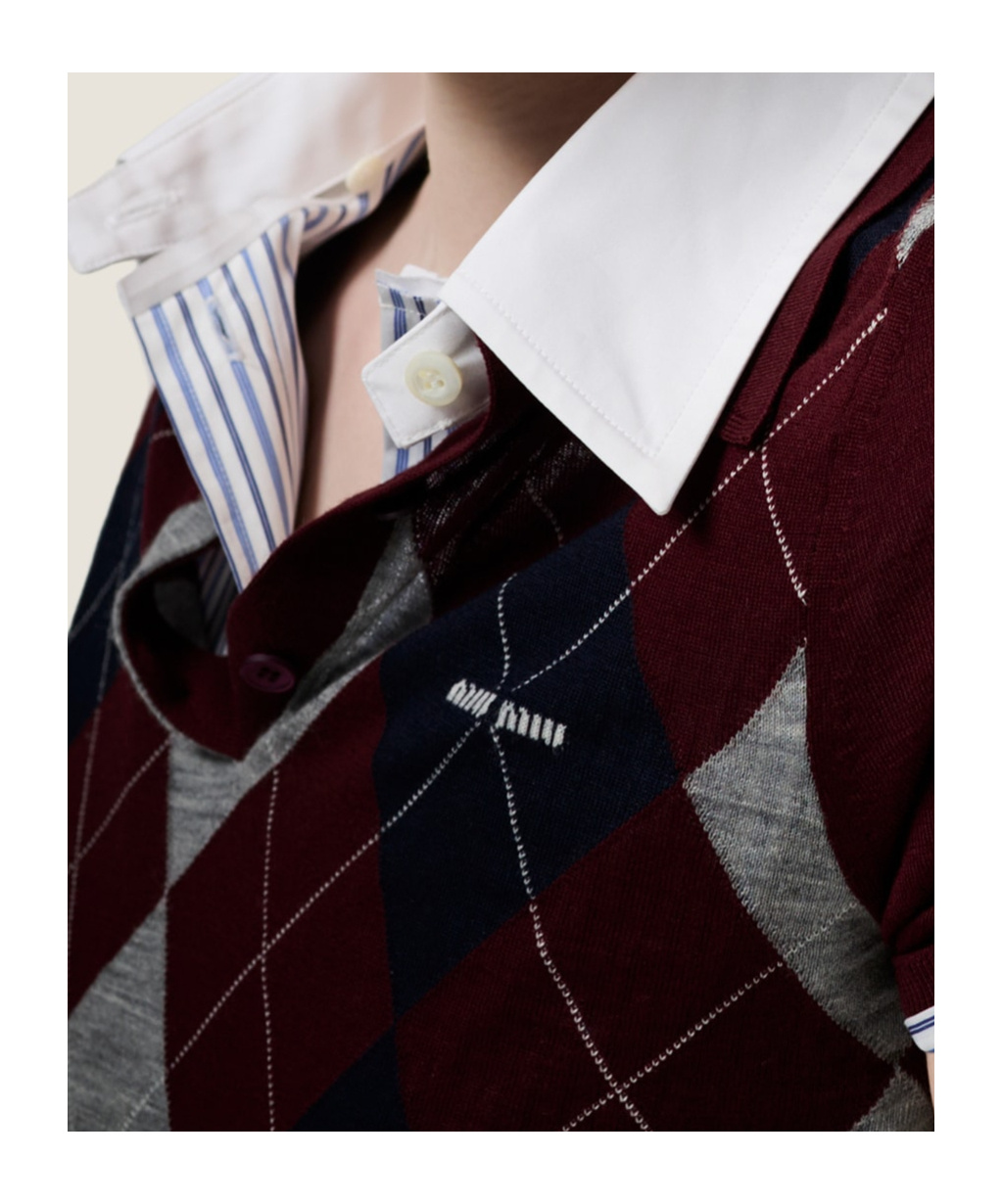 Miu Miu Burgundy Wool Polo Shirt In Burgundy