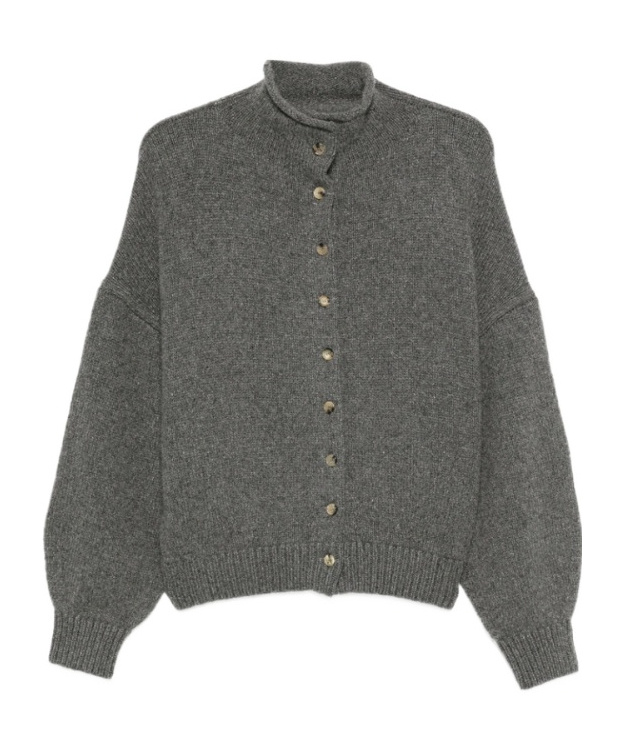 Khaite Nelya Long-sleeved Ribbed Cardigan In Gray