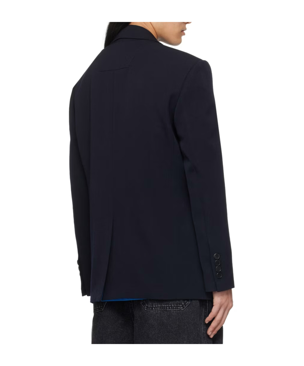 Juunj Flat Lapel Button-down Suit Coat In Black