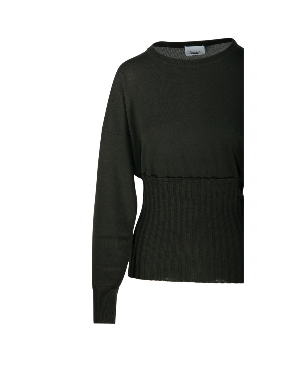 Nude Ribbed-panel Sweater In Green
