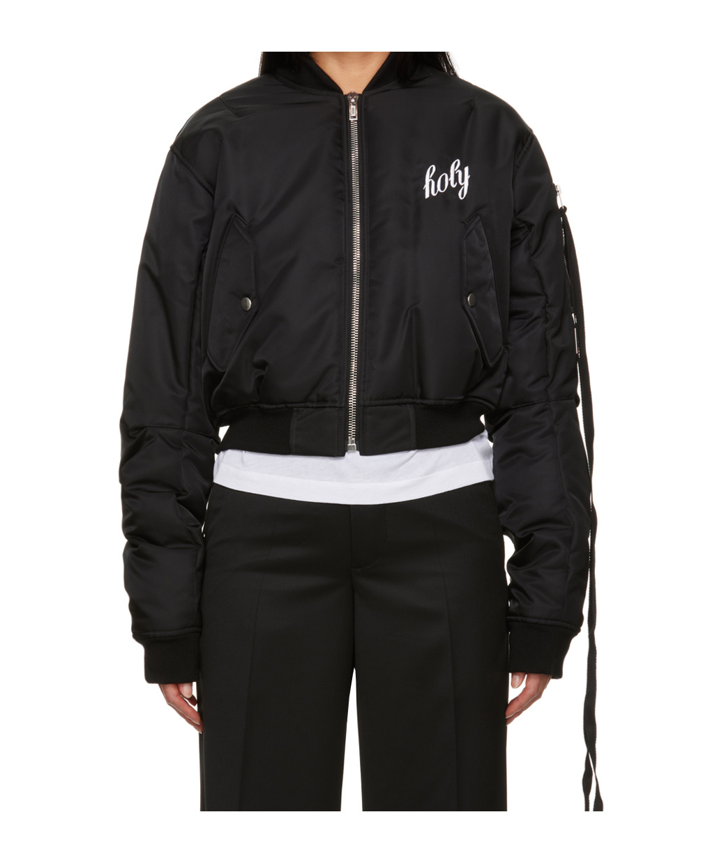 Ann Demeulemeester Embroidered-motif Bomber Jacket In Black