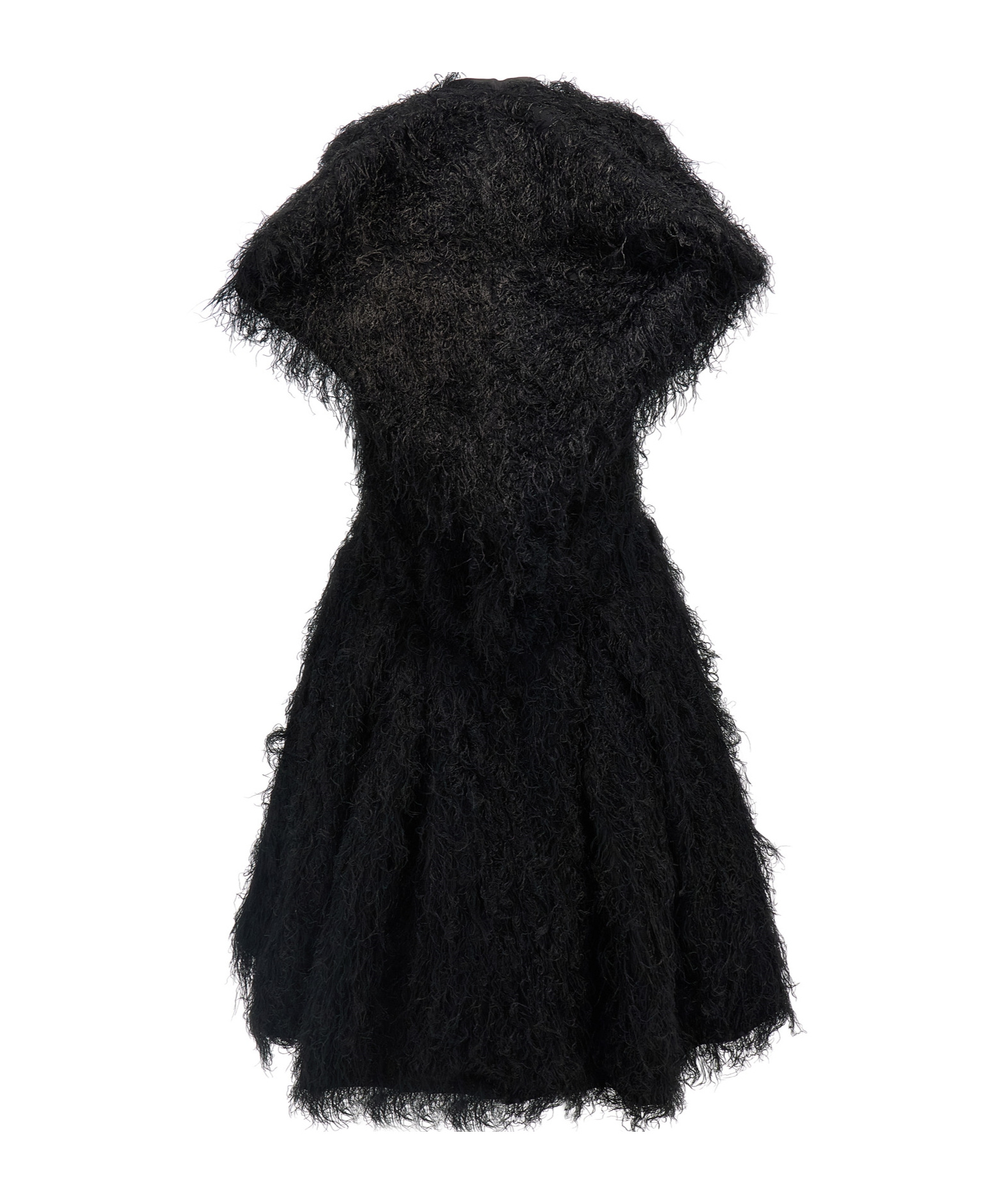 Shop Comme Des Garçons Faux-fur Midi Dress In Black