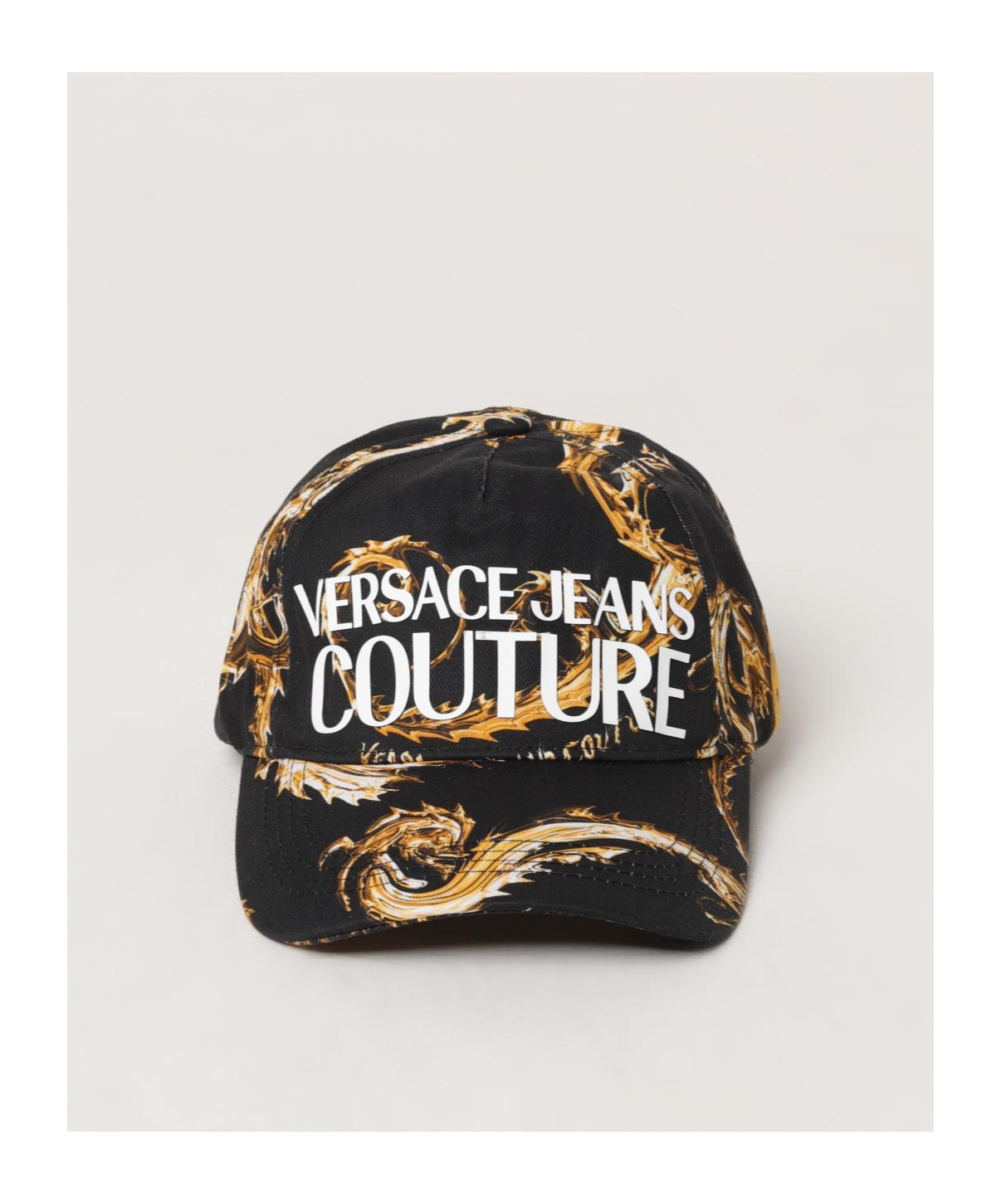 Versace Jeans Chrome Couture-print Baseball Cap In Black