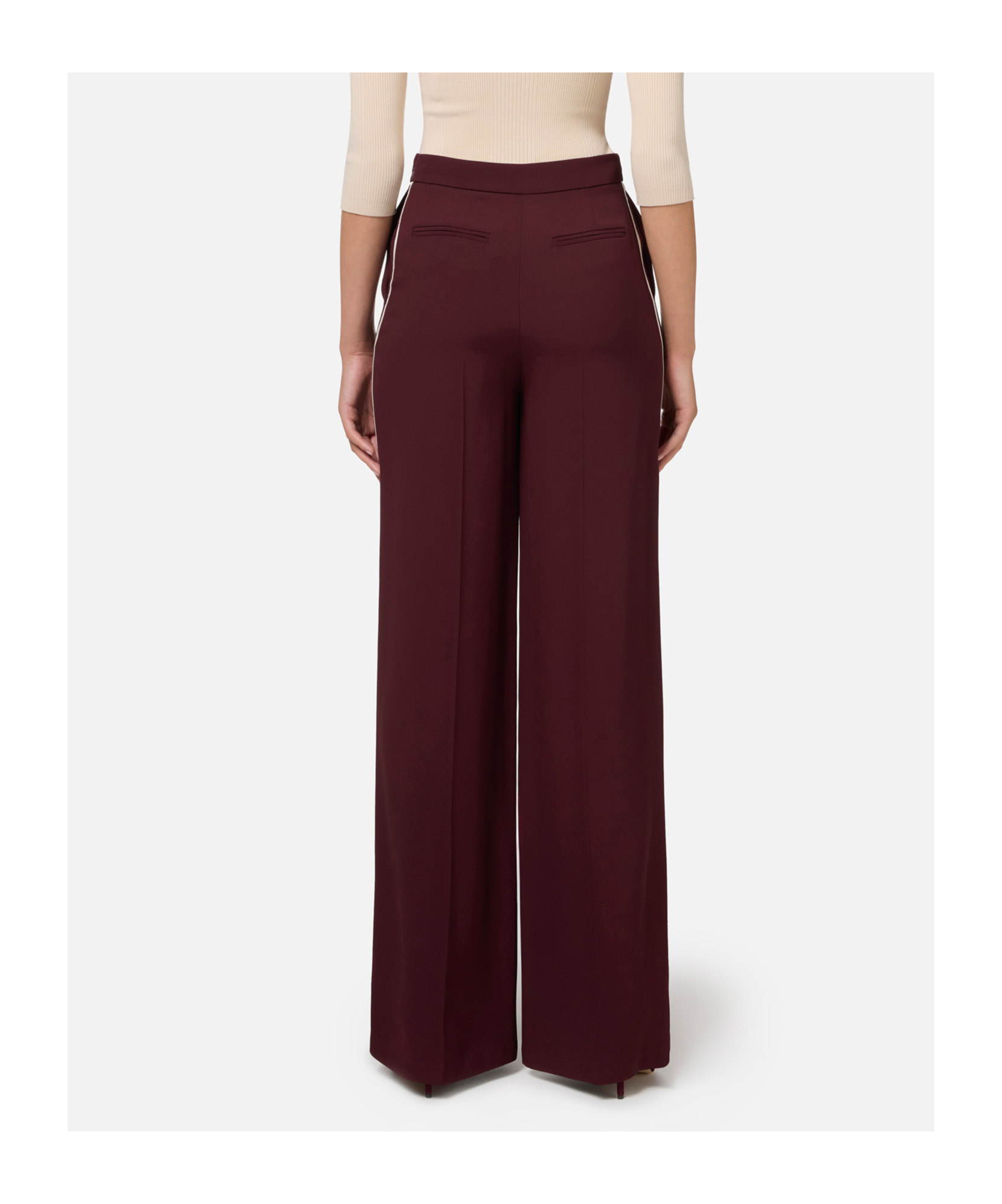 Elisabetta Franchi Red Wide-leg Trousers With High Waist In Brown