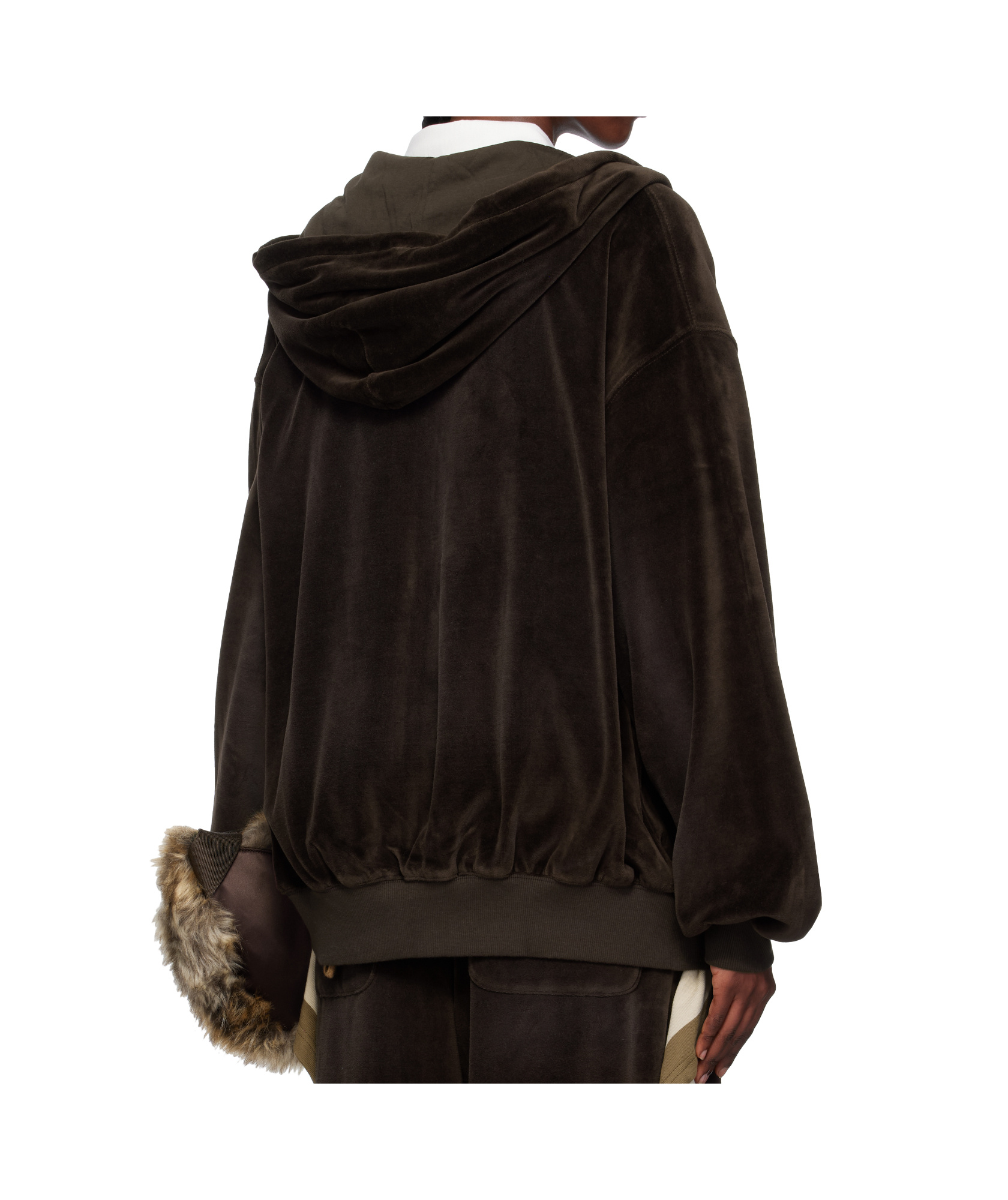 Open Yy Velour Box Hoodie In Brown