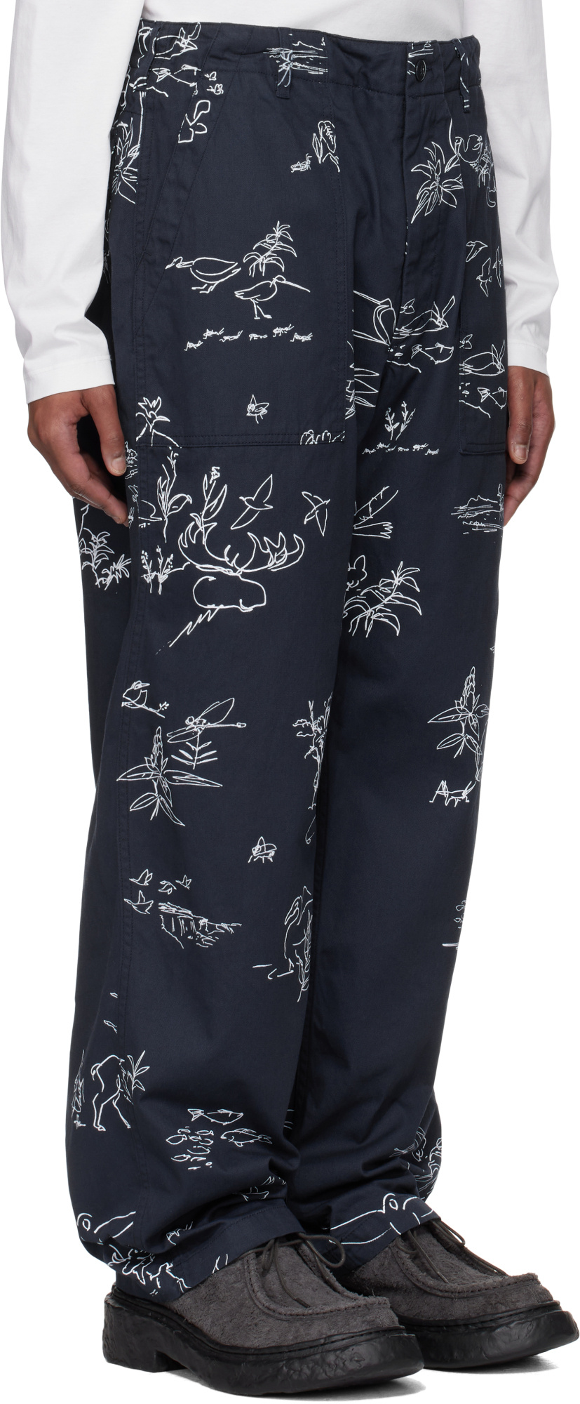 Engineered Garments Twill Casual Pants In Navy Blue