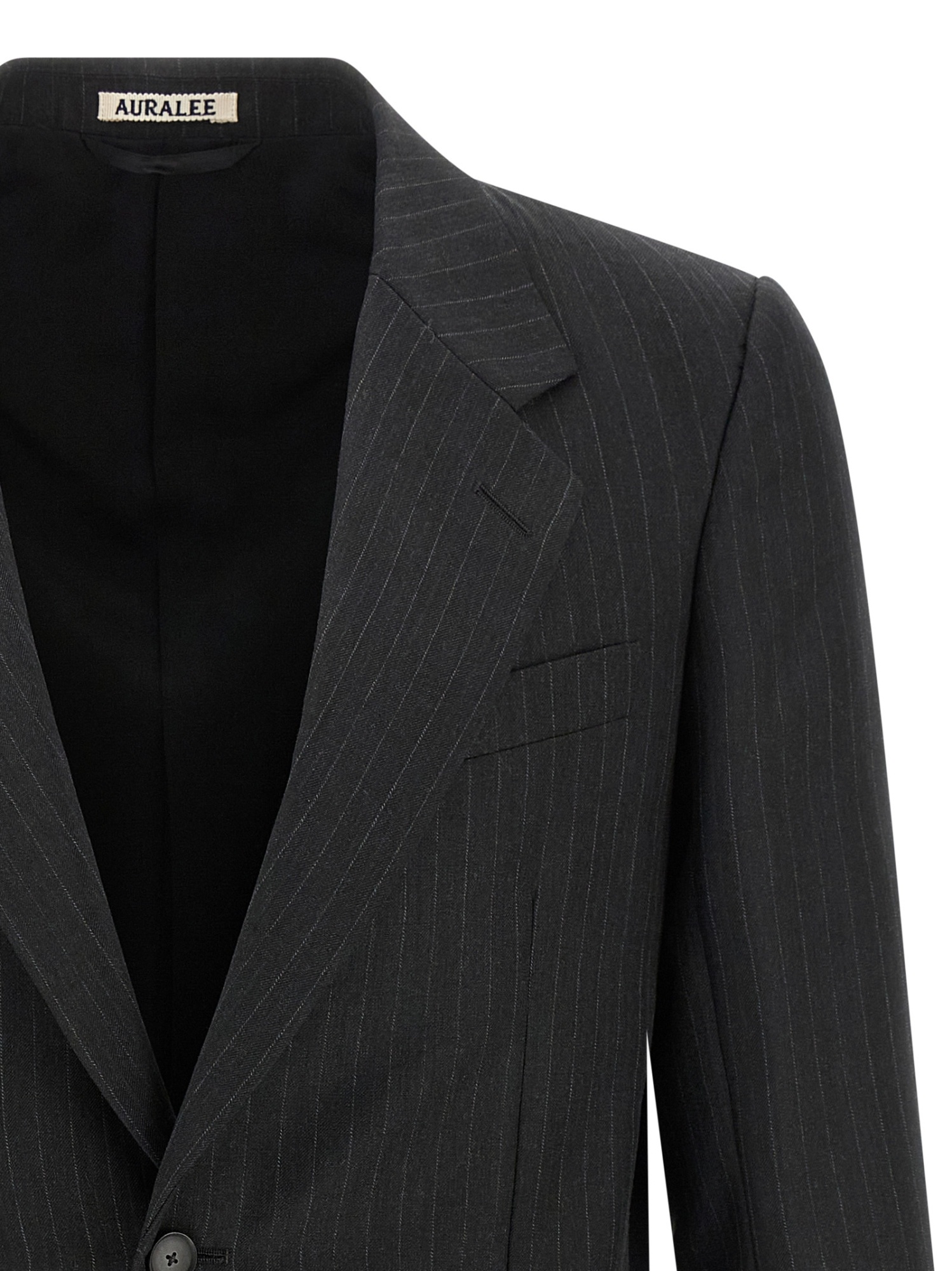 Auralee Striped Two-button Jacket In Black