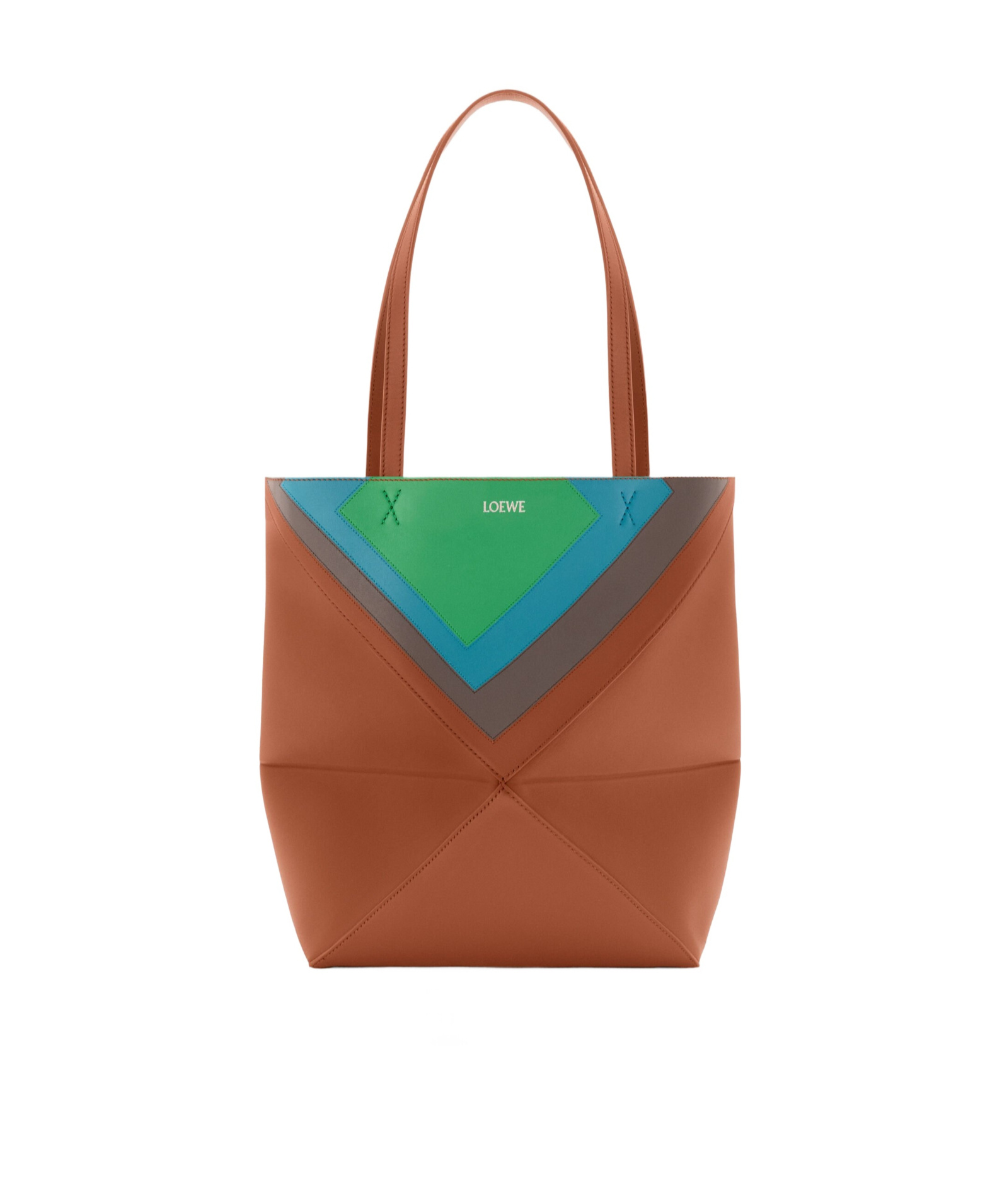 Loewe Puzzle Fold Convertible Medium Leather Tote In Multi