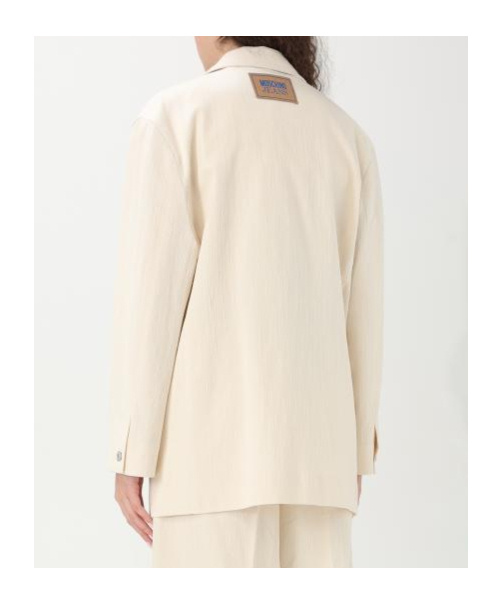 Moschino Jacket In Stretch Cotton Denim Details In White