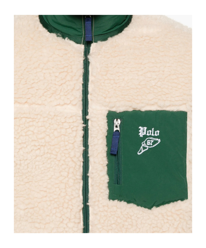 Polo Ralph Lauren Zip-up Fleece Jacket With Pockets In Neutral