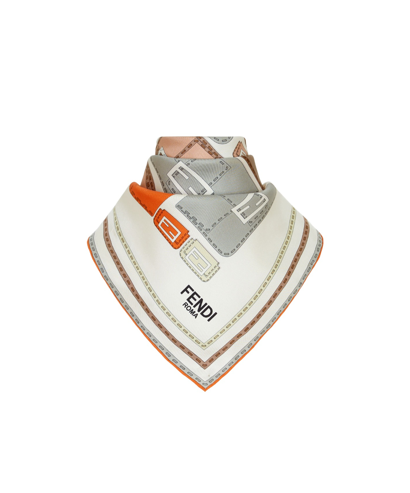 Fendi Square Silk Scarf In White