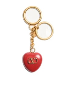 Valentino Garavani Bag Charm Keyring Coeur Royal In Red In Gold