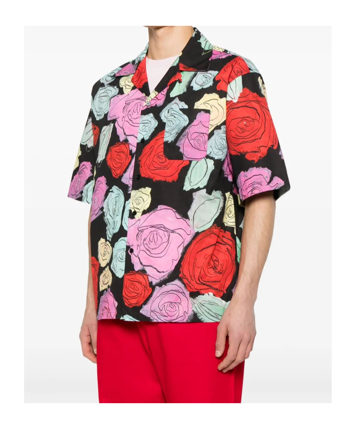 Marni Convertible-collar Floral-print Cotton-poplin Shirt In Multicolor