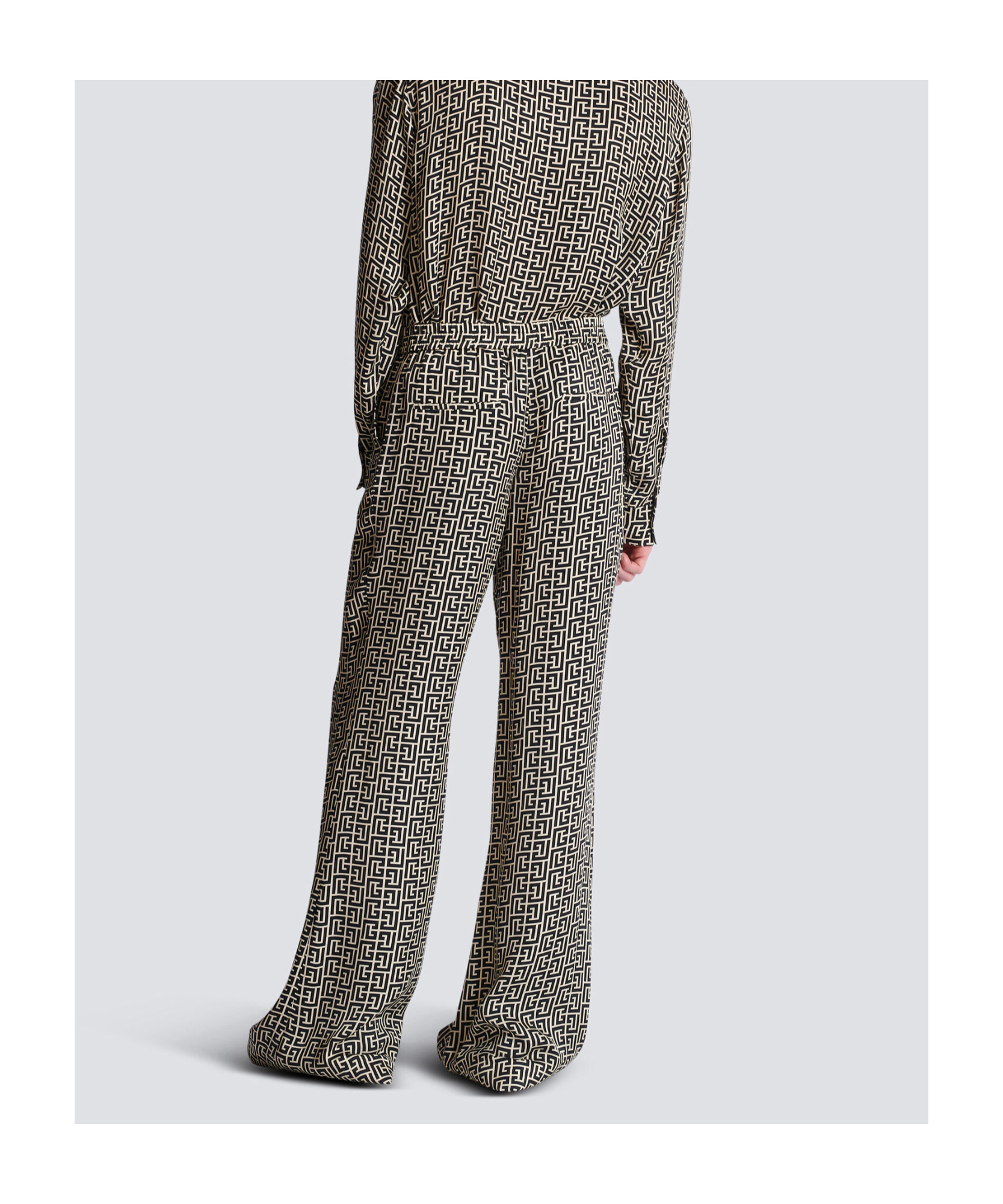 Balmain Monogrammed Flowing Trousers In Gray