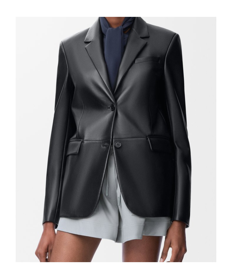 Loewe Leather Blazer With Notch Lapel And Tie Detail In Black