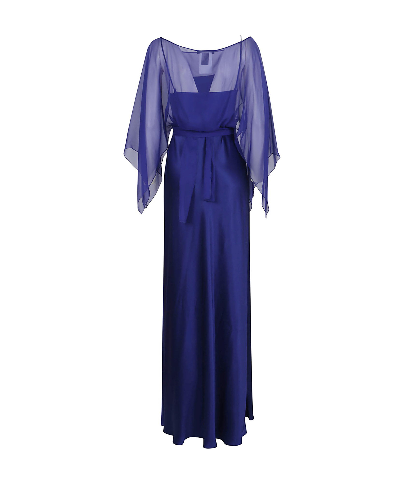 Alberta Ferretti Detachable-cape Maxi Dress In Blue