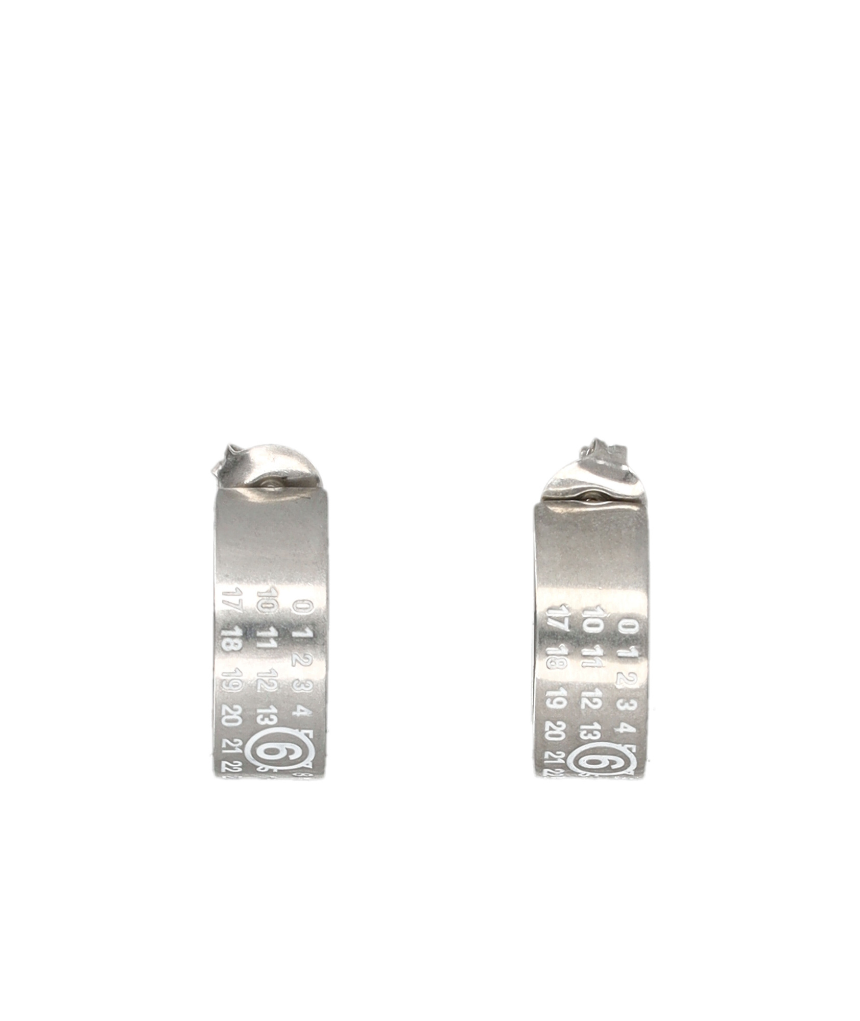 Mm6 Maison Margiela Numeric Engraved Hoop Earrings In Gray