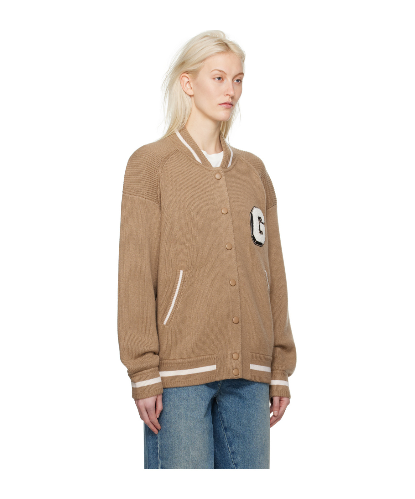 Givenchy Cashmere Varsity Cardigan In Nude