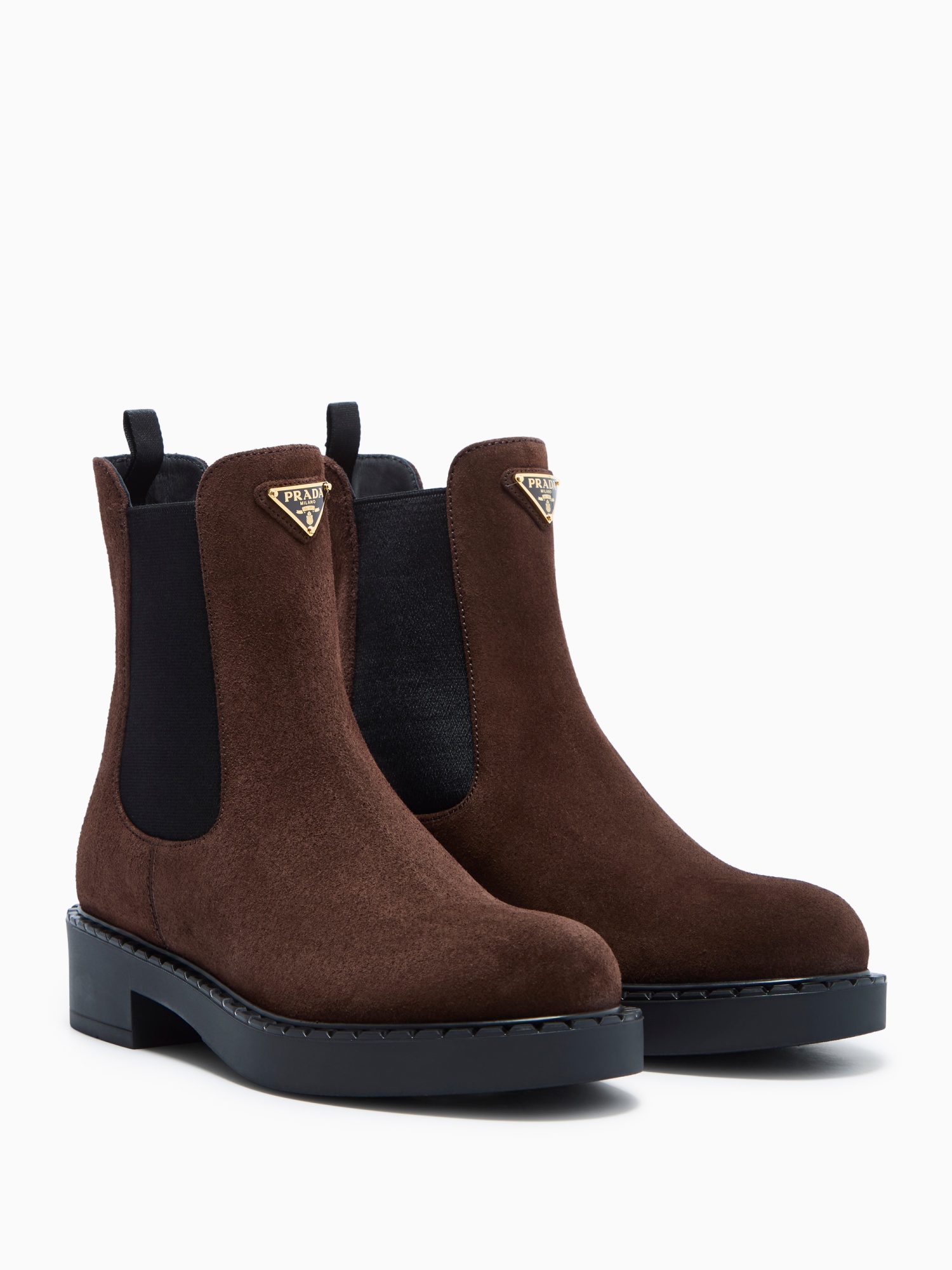 Prada Suede Chelsea Boots In Brown