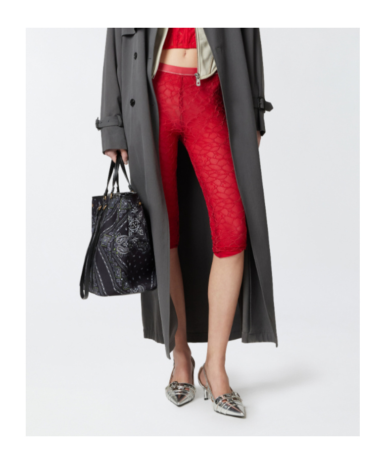 Pinko Knee-high Leggings In Stretch Lace In Red