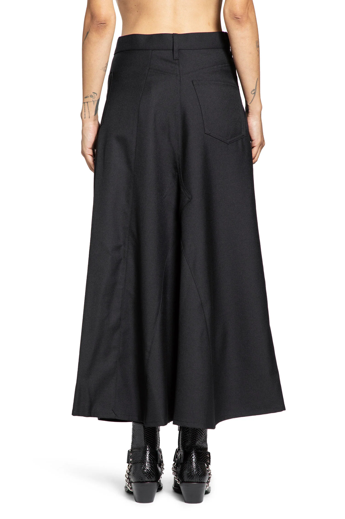 Junya Watanabe Asymmetric Patch Pocket Skirt In Black
