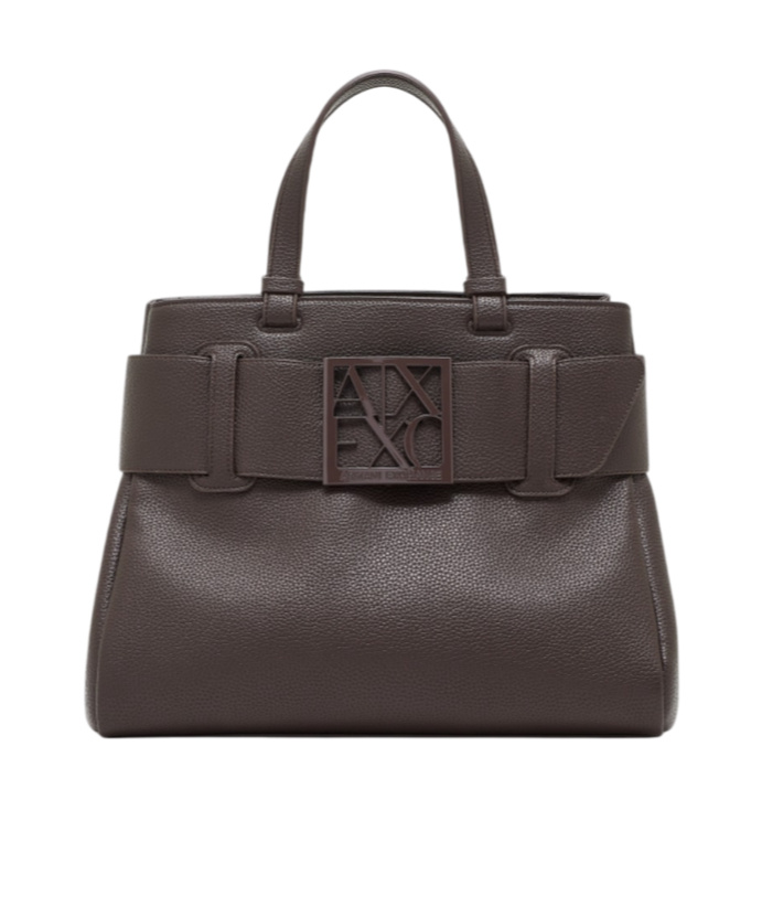 Armani Exchange Buckle-detail Tote Bag In Brown