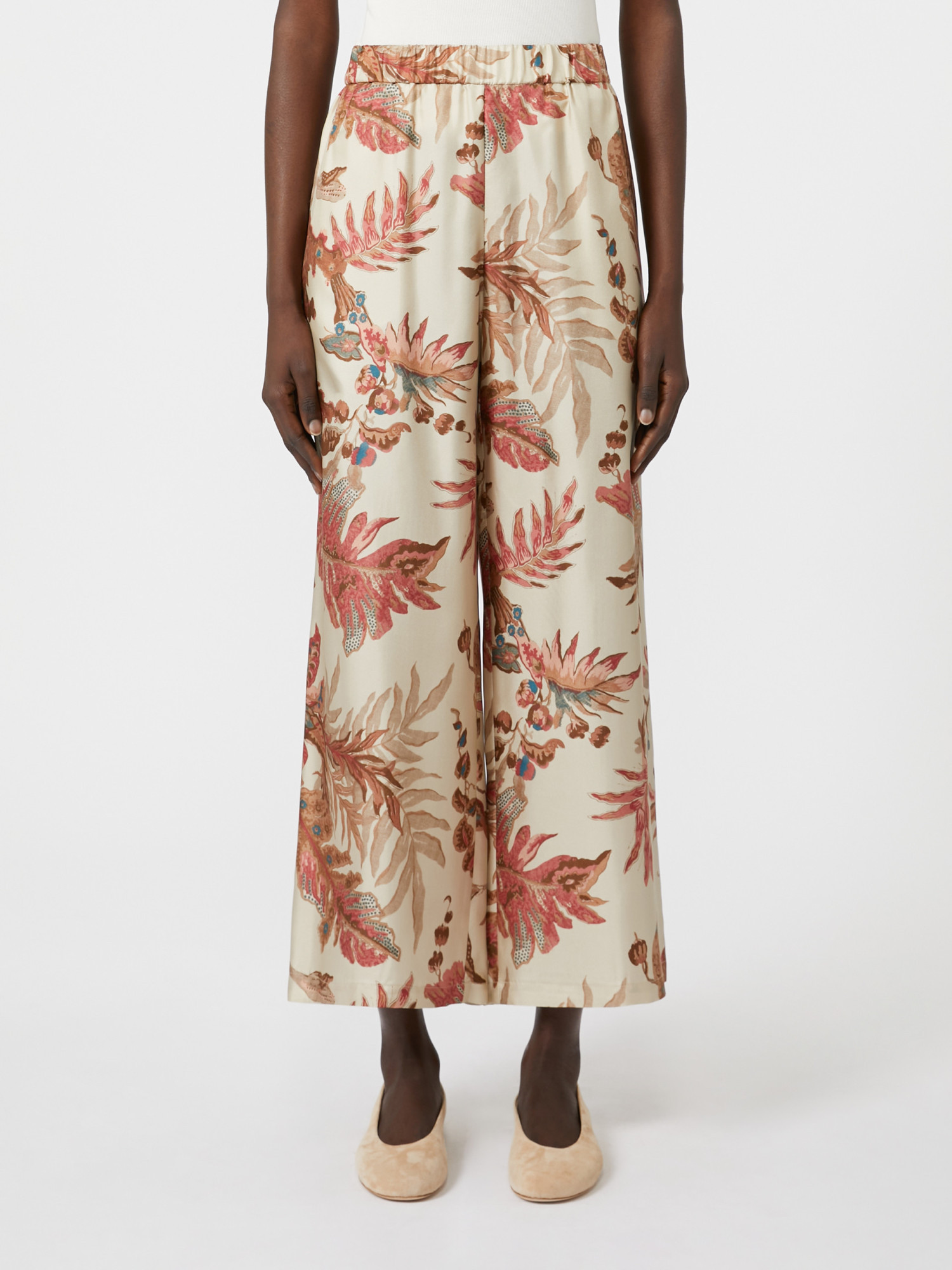 Weekend Max Mara Floral-print Silk Trousers