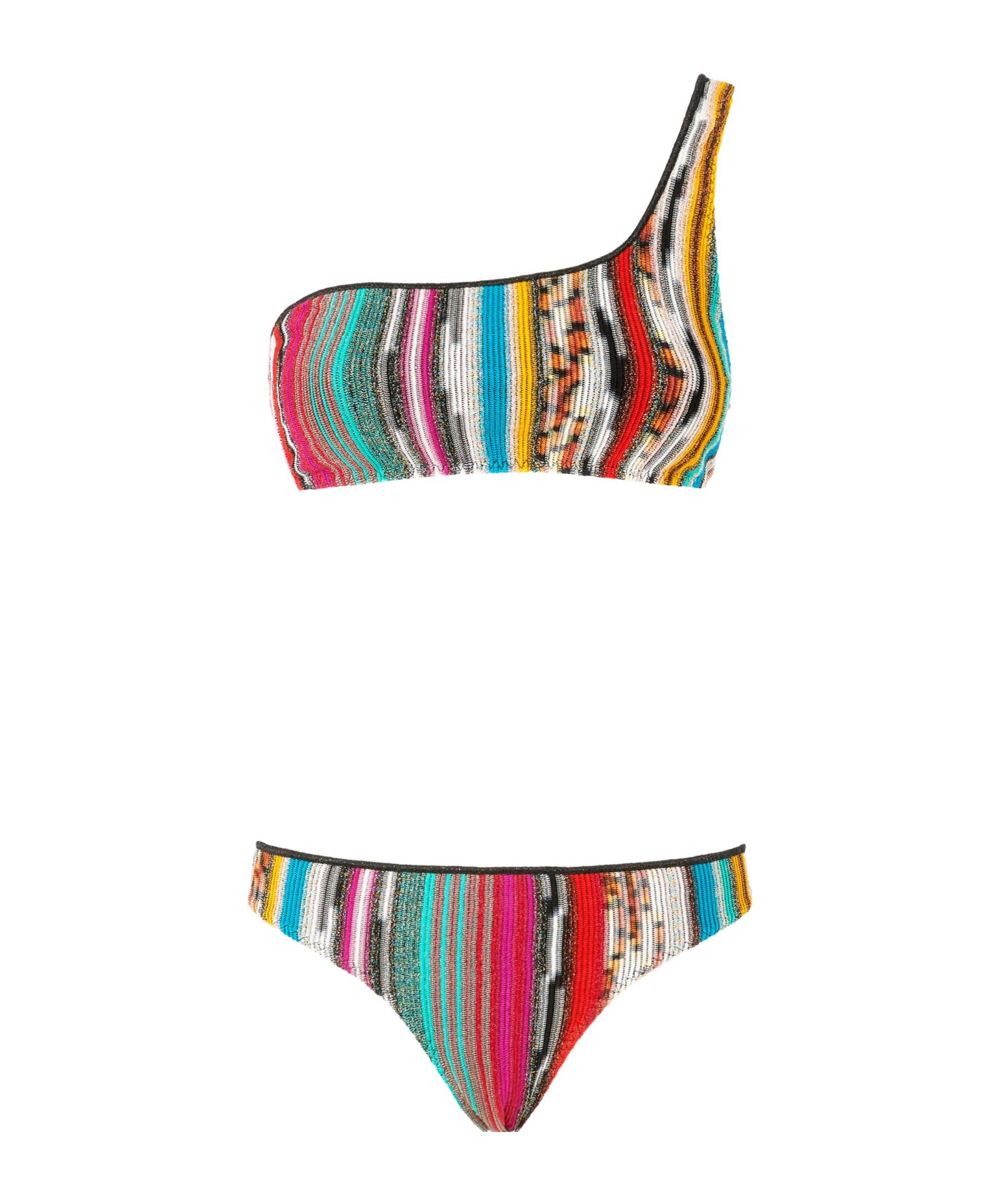 Missoni One-shoulder Multicolored Striped Bikini In Multicolor