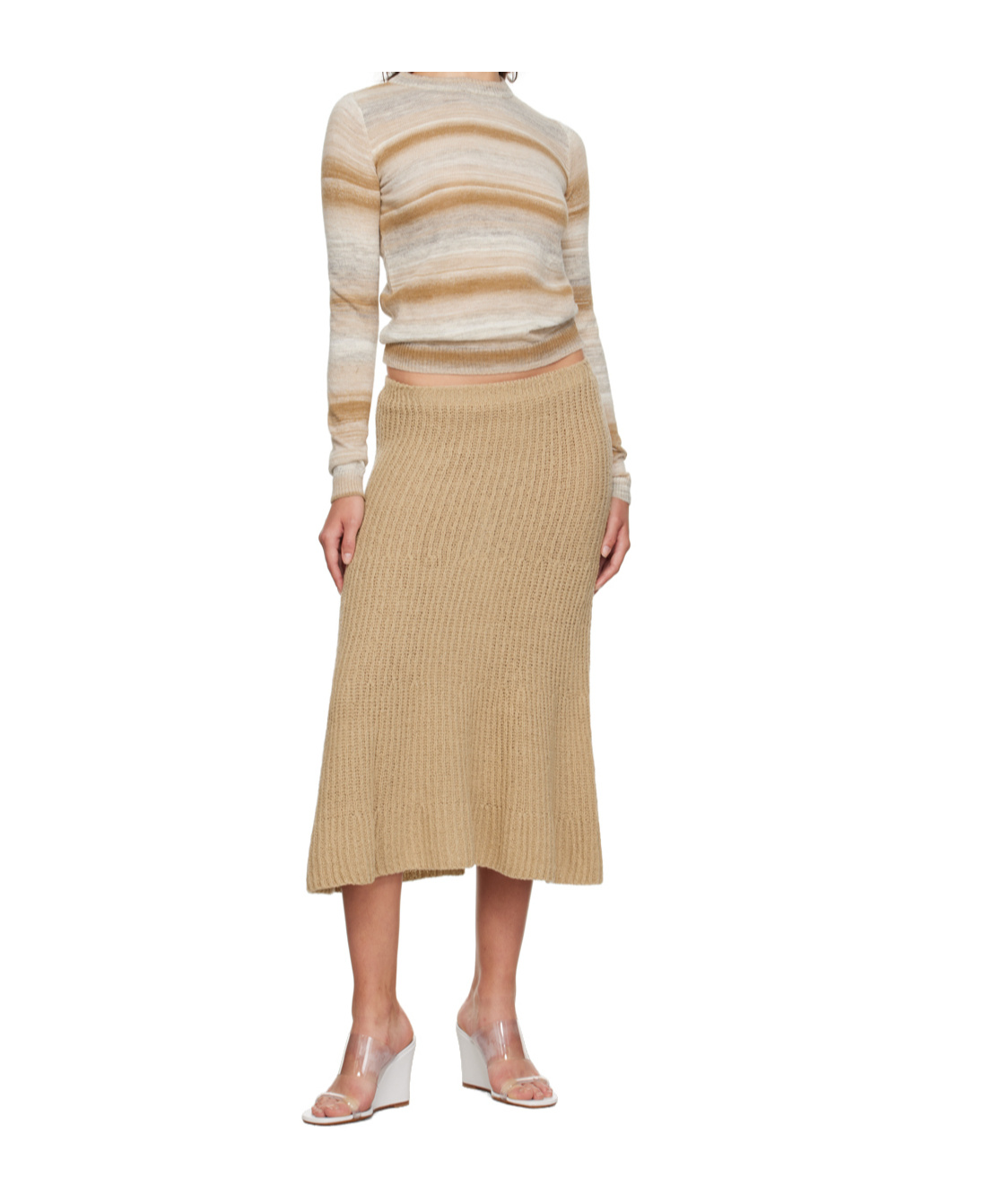Gimaguas Beige Isola Midi Skirt In Brown