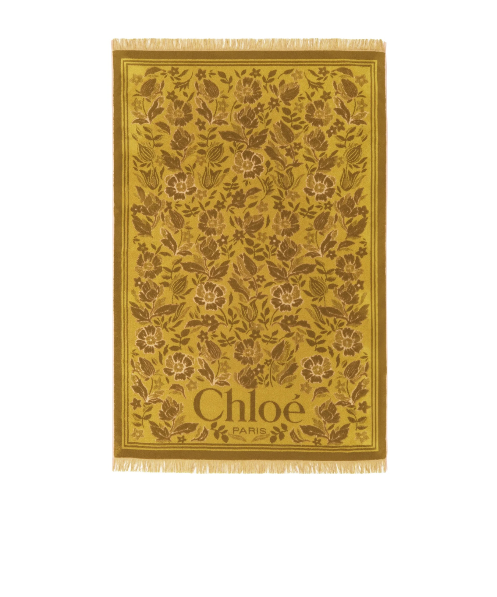 Chloé Cotton Toweling Scarf With Floral Jacquard Motif In Brown