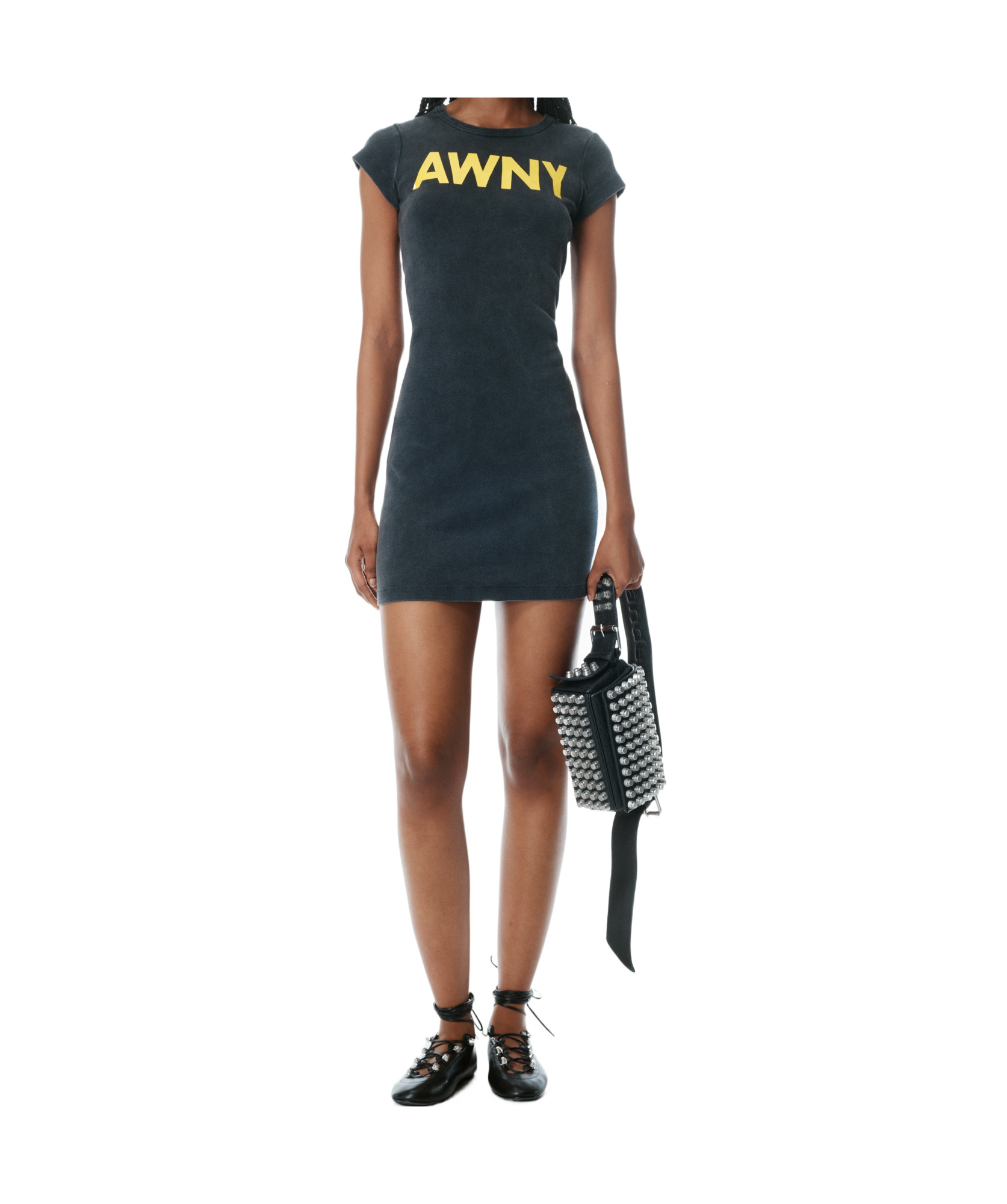 Alexander Wang Short Sleeve Dress In Black