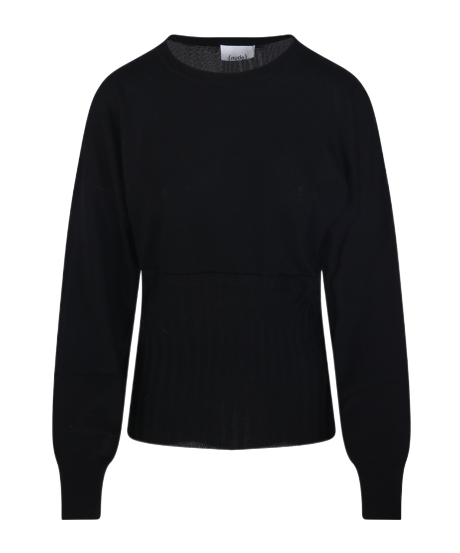 Nude Ribbed-panel Jumper In Black