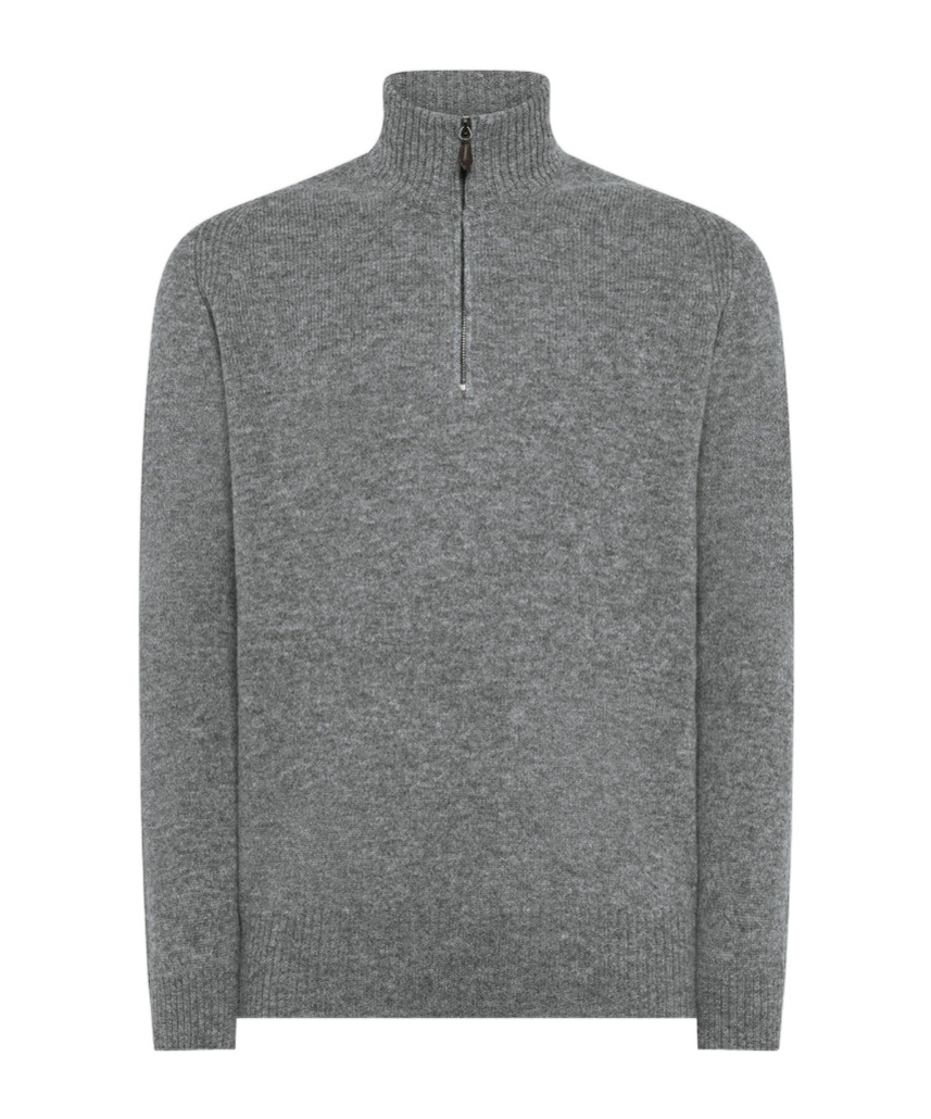Seventy Turtleneck With Zipper In Pure Wool In Gray