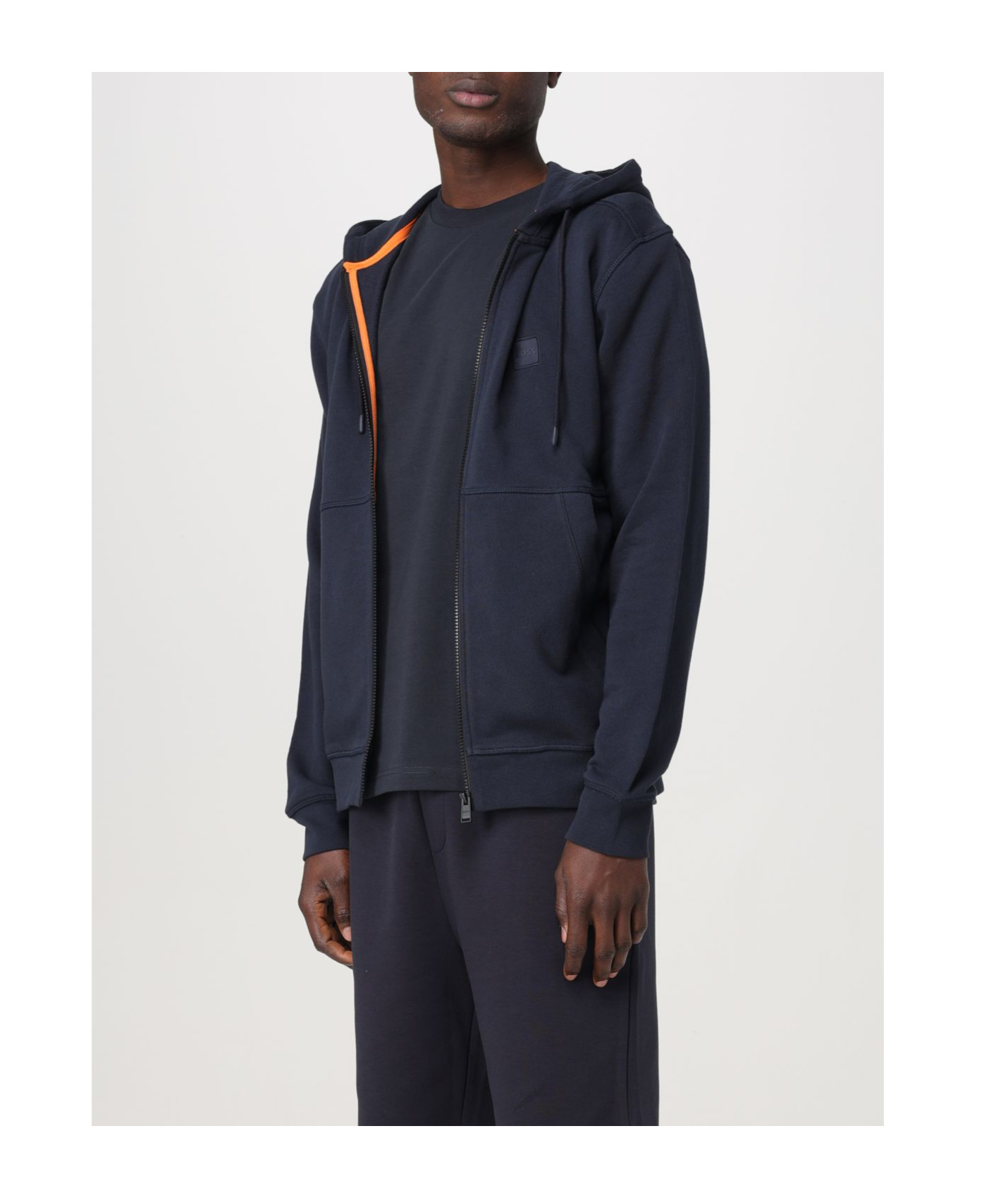 Hugo Boss Logo-patch Cotton Hoodie In Black