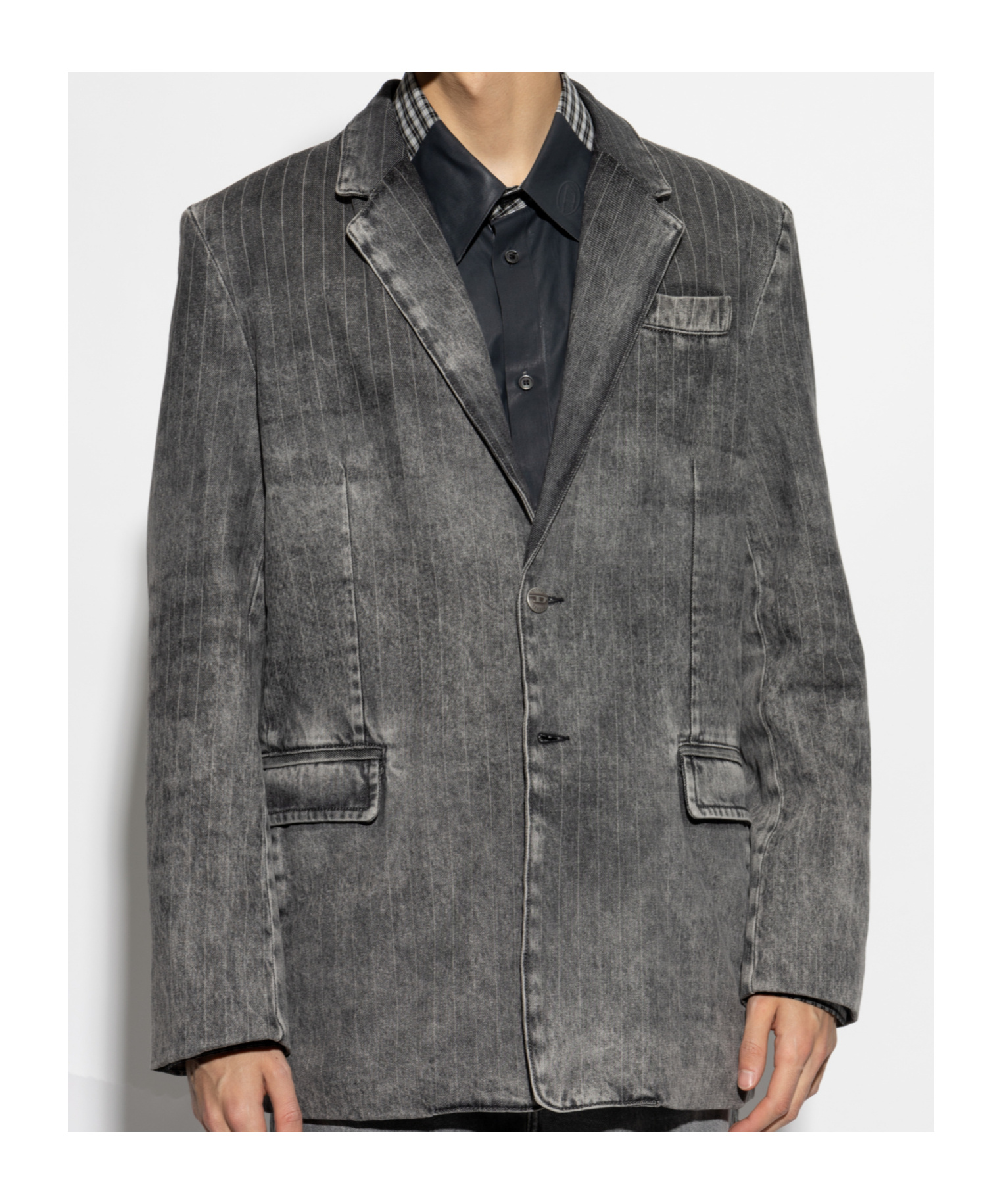 Diesel Long-sleeved Denim Jacket In Black