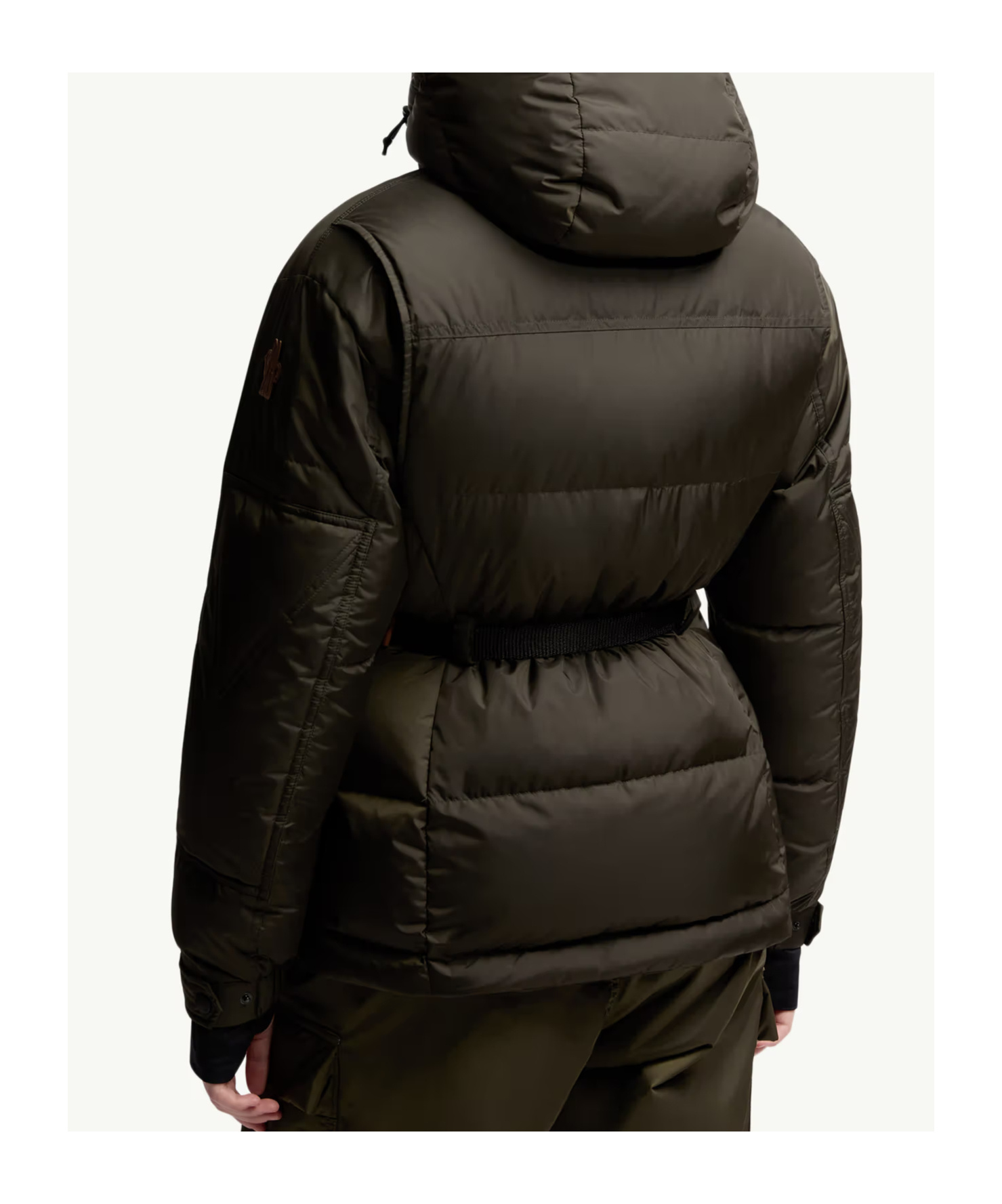 Moncler Salastrains Belted Down Ski Jacket In Green
