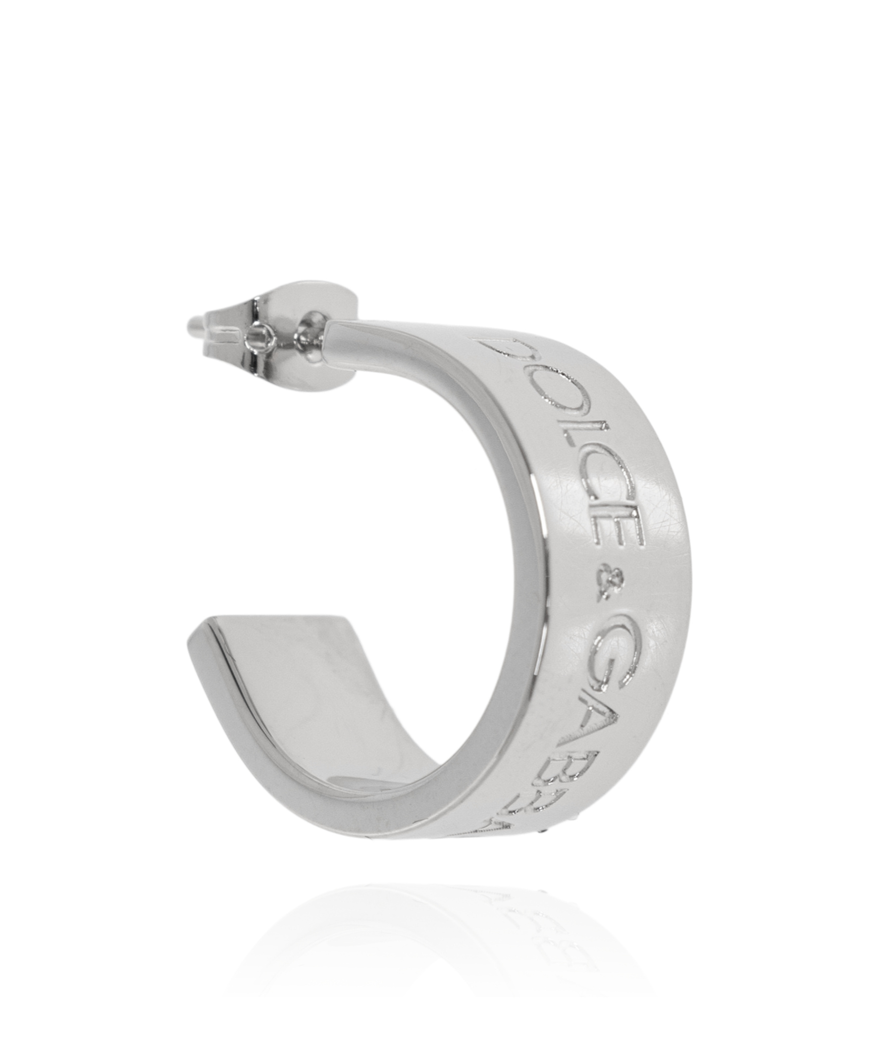 Dolce & Gabbana Logo Engraved Hoop Earrings In White