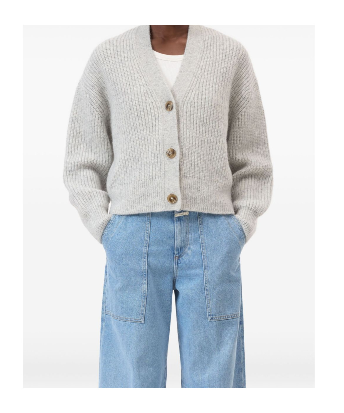 Closed Wool Blend V-necked Cardigan In White