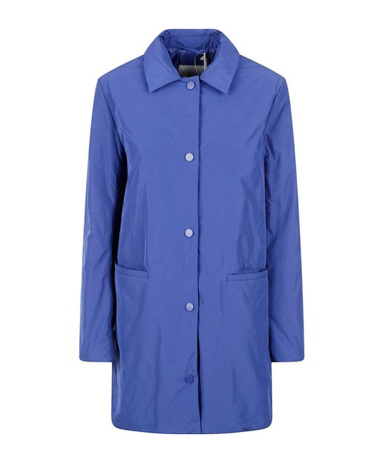 Max Mara Long-sleeved Button-up Coat In Blue