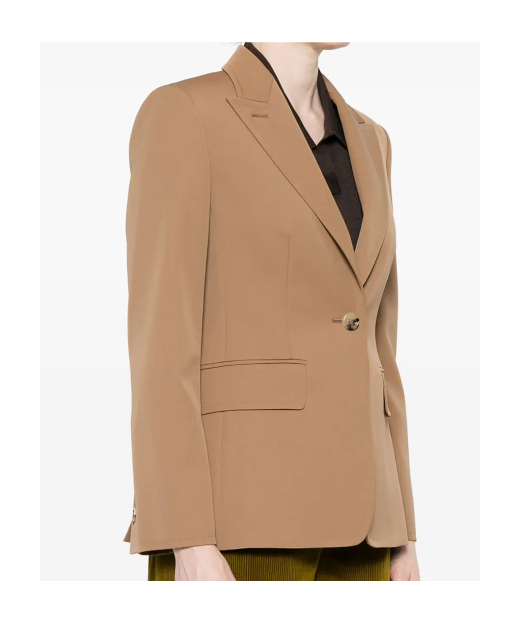 Max Mara Notched Lapels Single-breasted Jacket With Split Cuffs In Nude