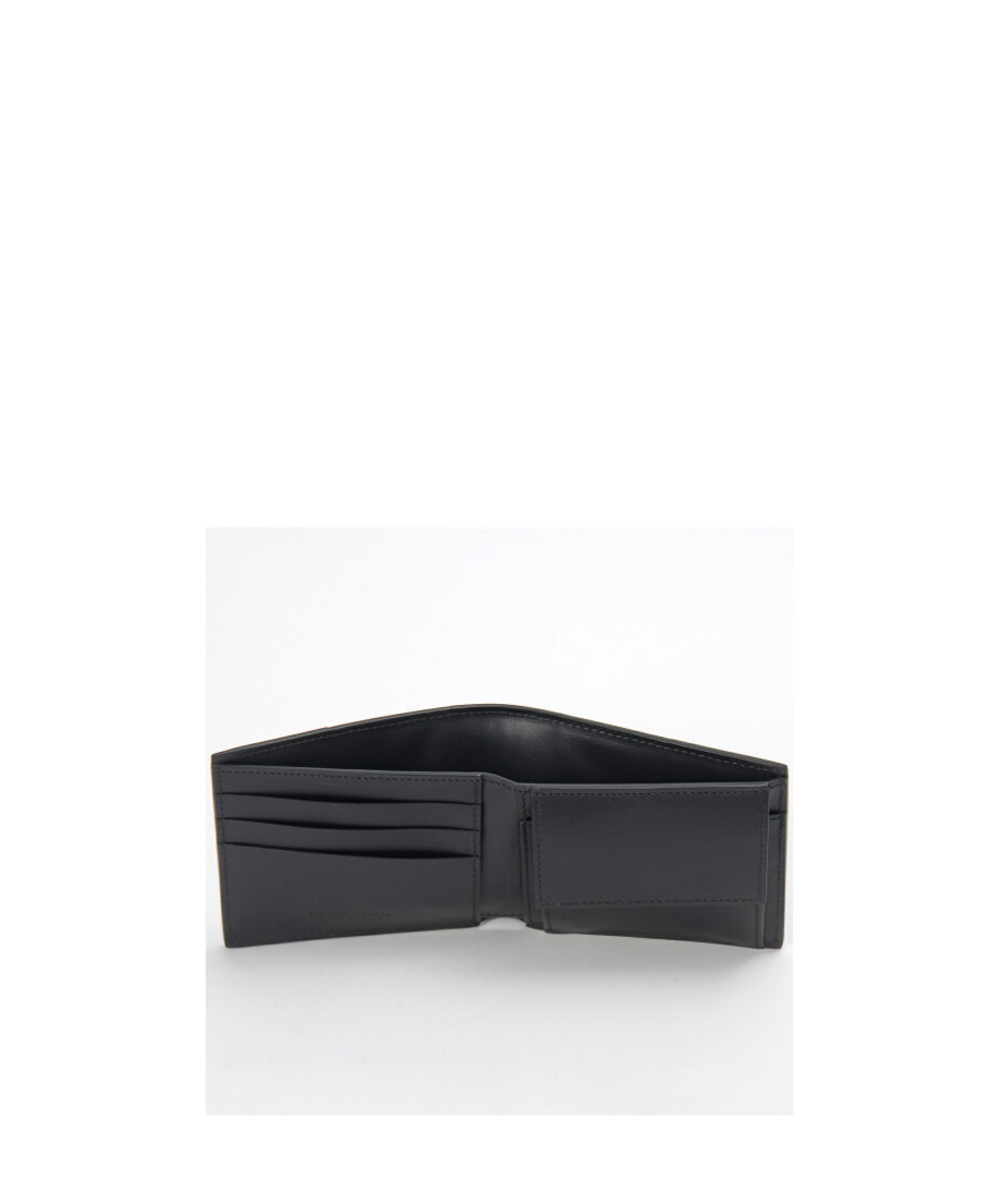 Bottega Veneta Bi-fold Intrecciato Wallet In Calf Leather In Black