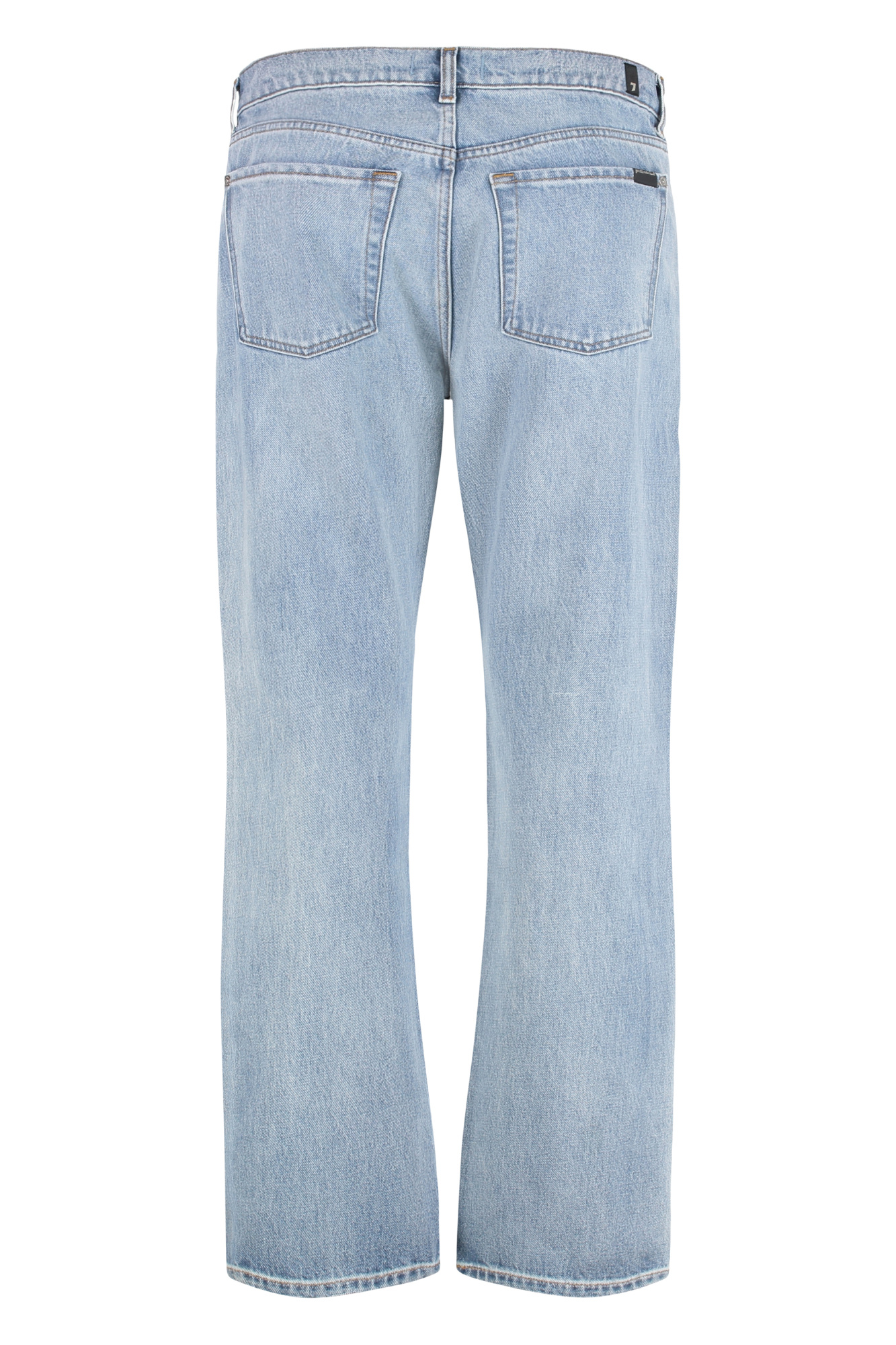 7 For All Mankind Elephant Leg Ripped Light Denim Jeans In Blue