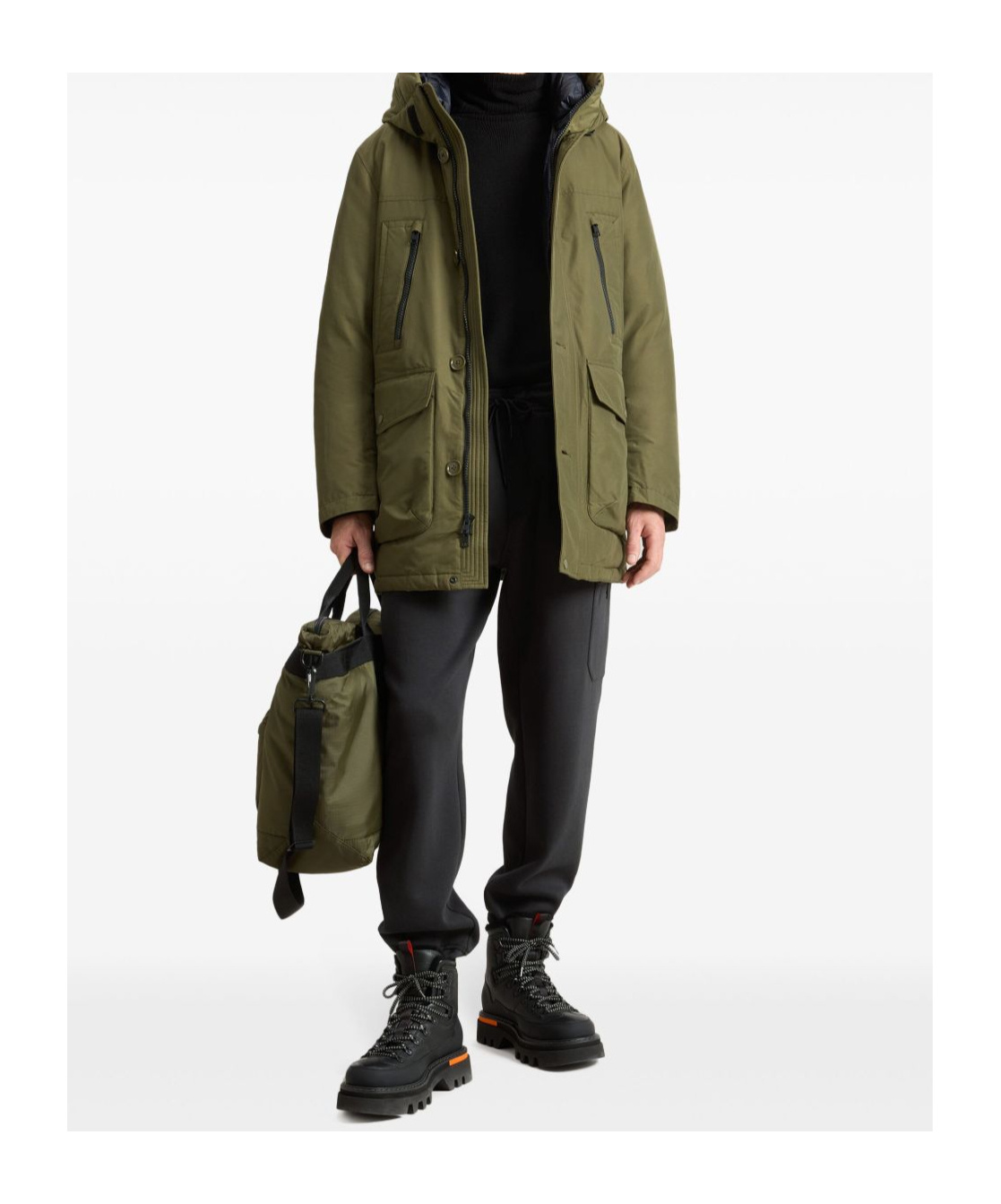 Woolrich Hooded Down Jacket In Green
