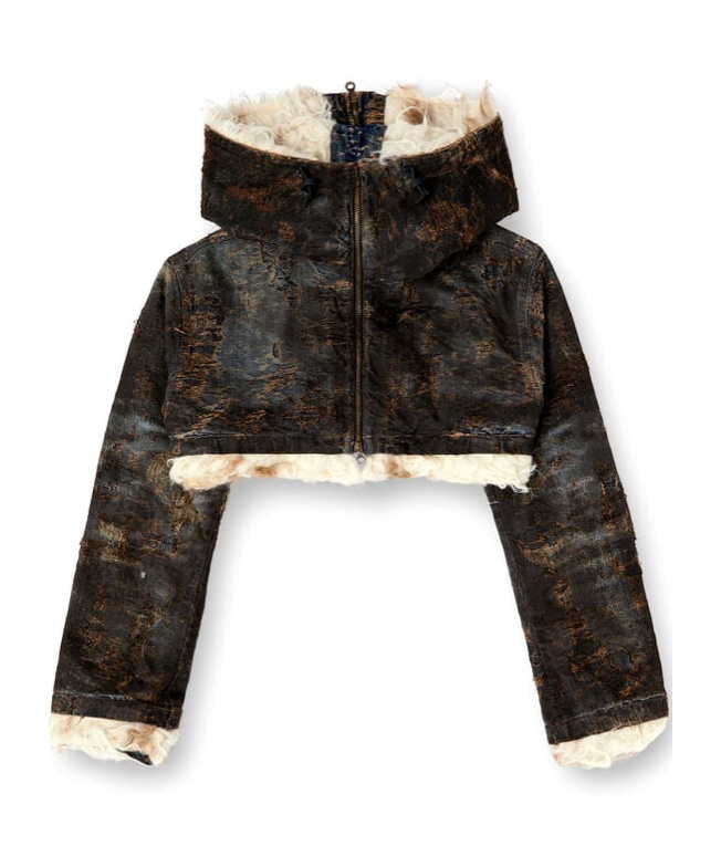 Diesel Jacquard Cropped Jacket In Black