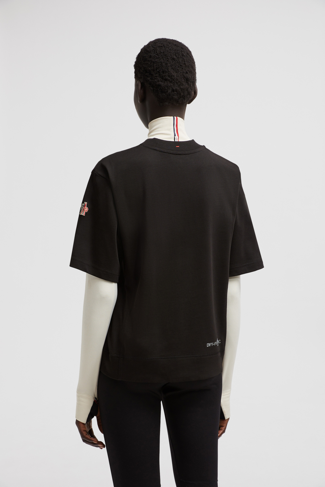 Moncler Branded Crew Neck Cotton Jersey T-shirt In Black
