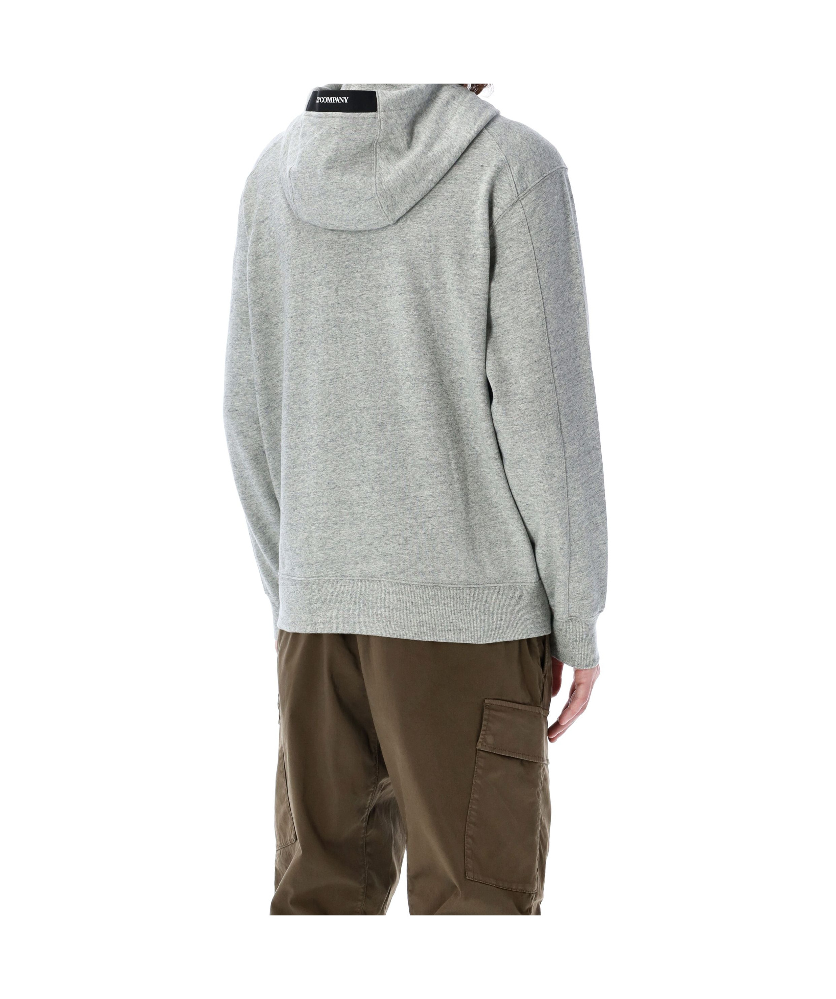 C.p. Company Diagonal Raised Fleece Lens Hooded Sweatshirt In Gray