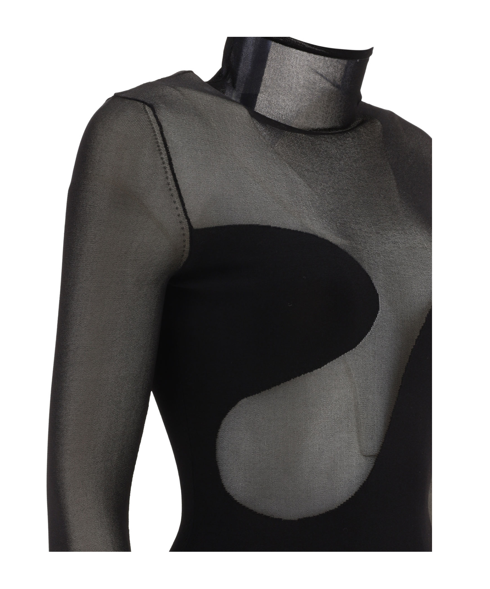 Nensi Dojaka Bodysuit With Asymmetric Line And Sheer Panels In Black