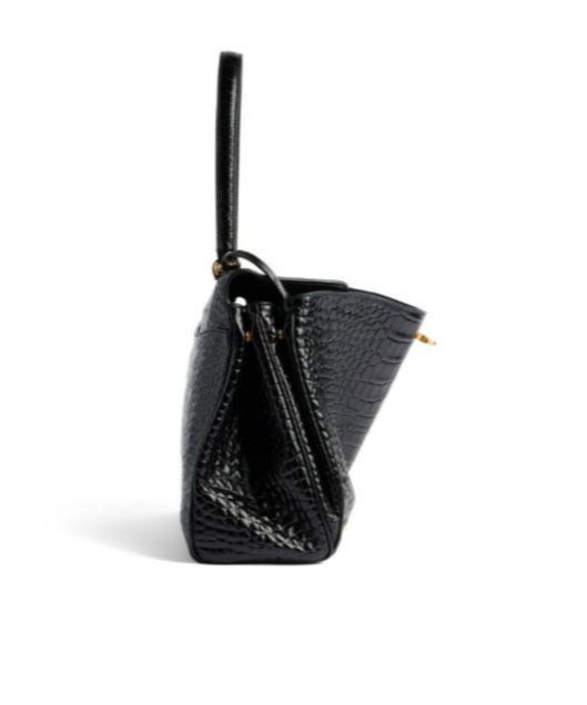 Balenciaga Women`s Medium Rodeo Crocodile Embossed Bag In Black In Black